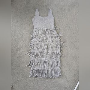 Anthropologie Metallic Fringe Midi Dress